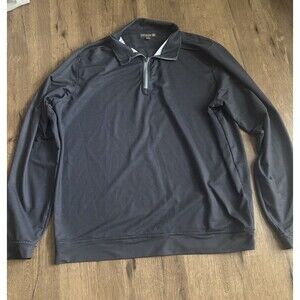 Peter Millar Gray Check Crown Sport Quarter Zip Pullover size Large Golf